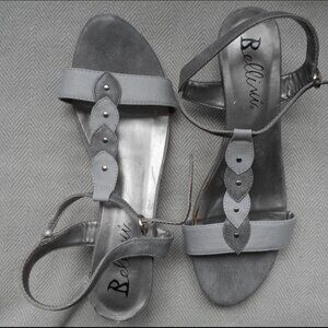 Silver sandals 1-1/2" heel sz 9.5